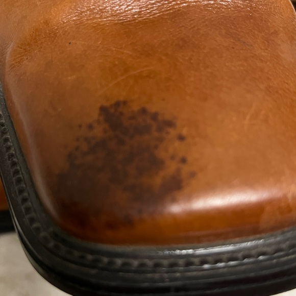 Valentino Men's Brown Leather Handmade Healed Squared Toed Tie Up Shoes - Picture 5 of 7